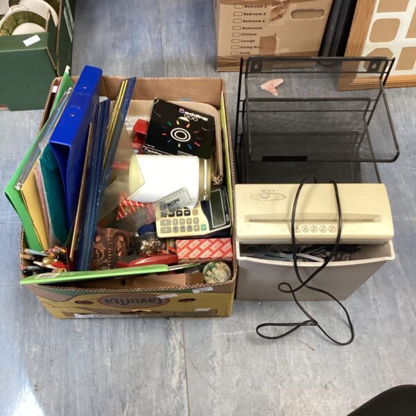 Stationery bundle with paper shredder and document holder.