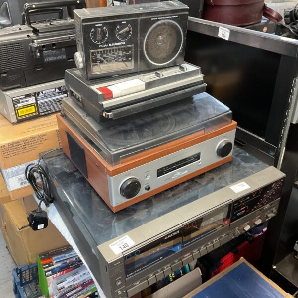 Vintage Matsui double cassette player with Roberts radio and Prinzsound recorder.