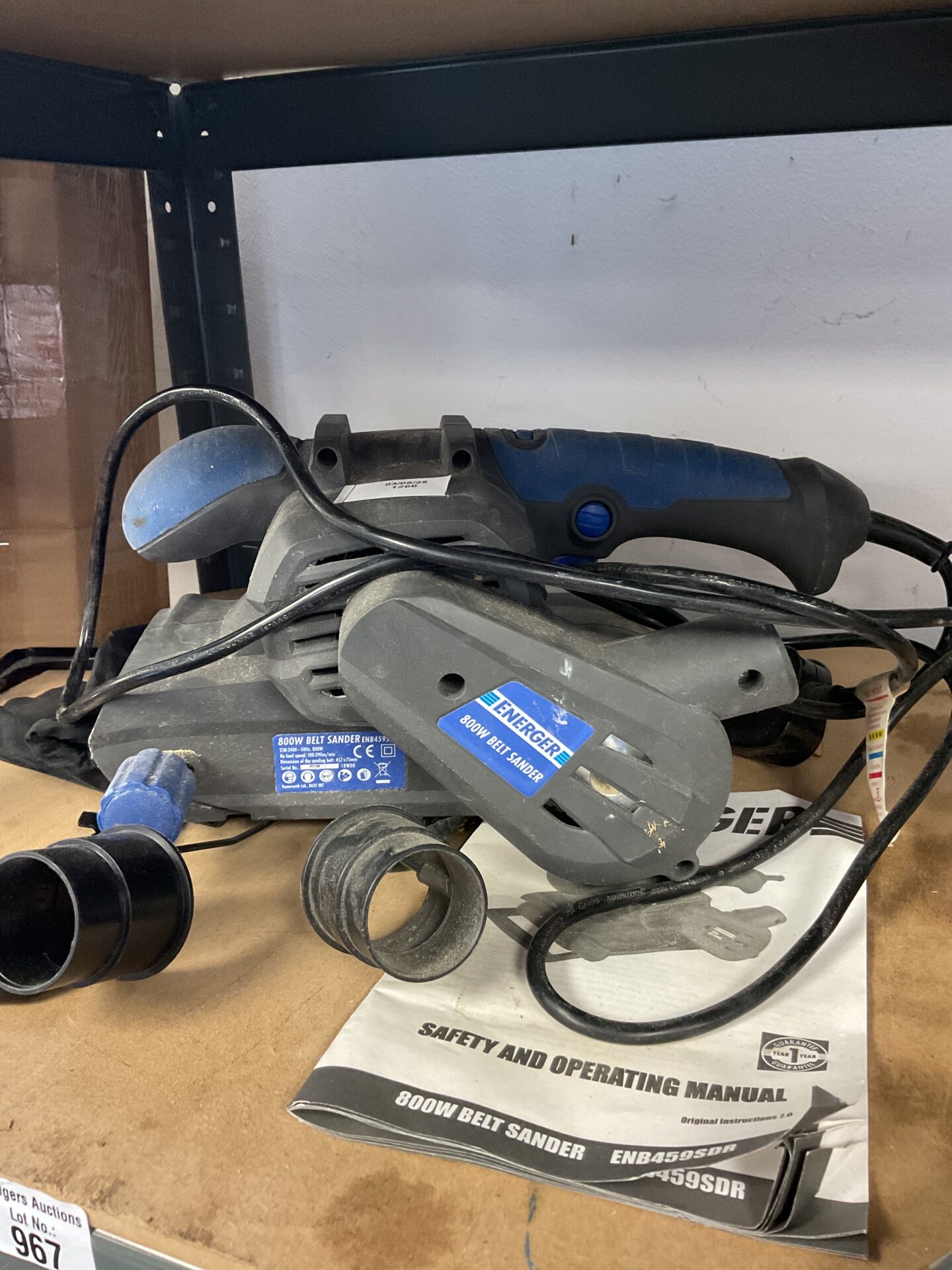 927 Energer enb459sdr 800w belt sander with accessories & manual