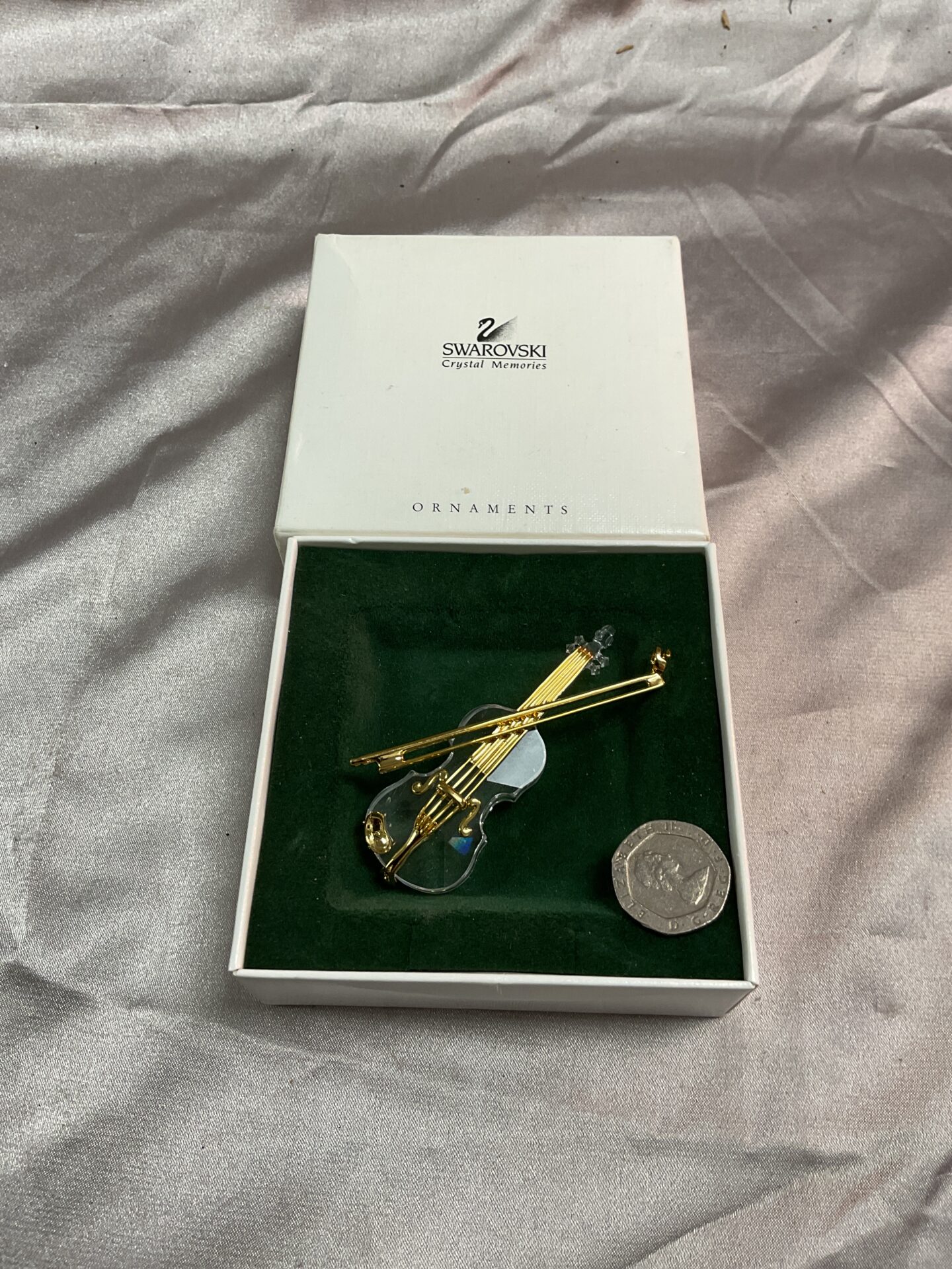 753 Swarovski violin pendant in original box