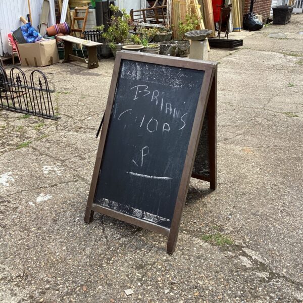 Vintage wooden A frame chalkboard for display and signage.