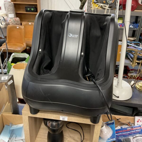 Black Global Relax calf massager for leg and foot relief.