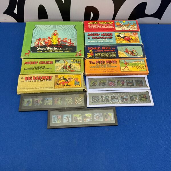 Lot of vintage Disney lantern slides, colourful and collectible.
