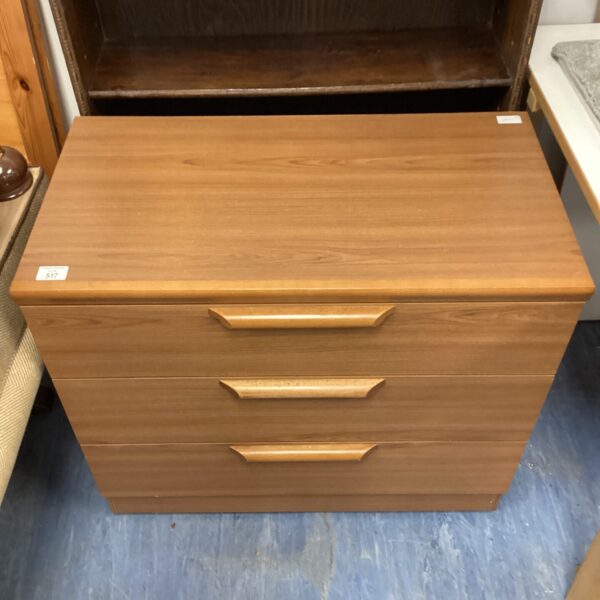 Vintage wooden chest of drawers with three drawers.
