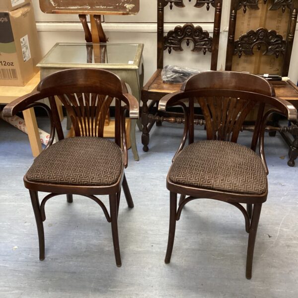 Pair of vintage bentwood chairs with Art Deco styling.