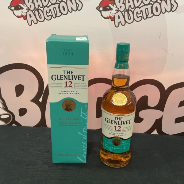 Sealed bottle of Glenlivet 12 Year Old Single Malt Scotch Whisky.