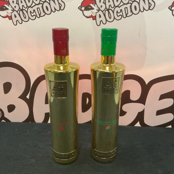 Au Vodka pair featuring cherry and watermelon flavours, collectible spirits.