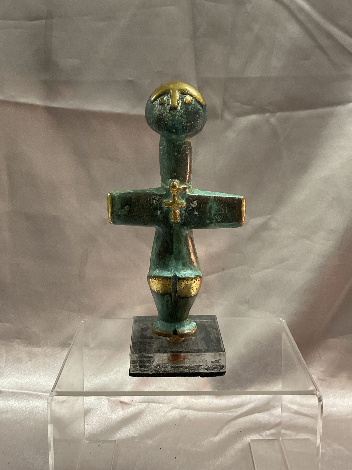 780 Aurther Dooley 1929-1994 16cm standing figure 1977 bronze with perspex base prehistoric sculpture from cyprus