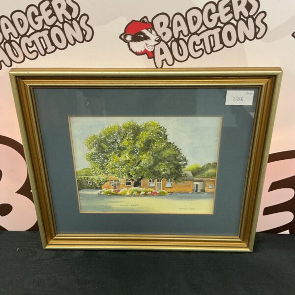 Vintage watercolour painting of St Vincents Hospital by Mimi Thomas.