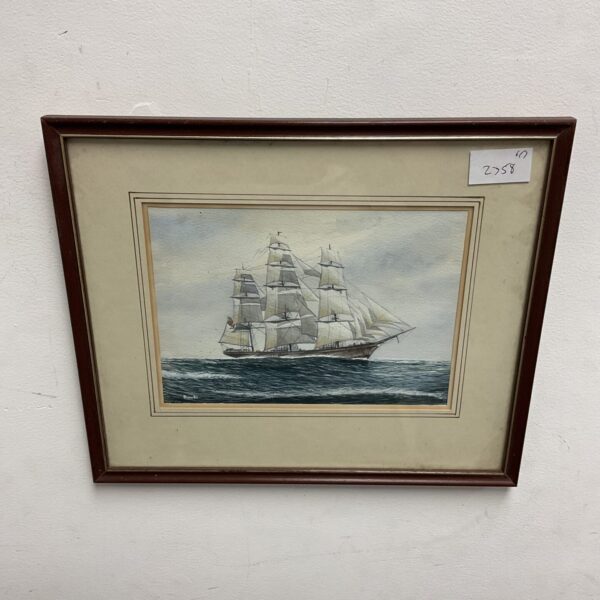 Original watercolour painting of a schooner signed Brian.