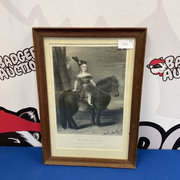 Antique William Salter engraving of "The Young Cavalier" on horseback.