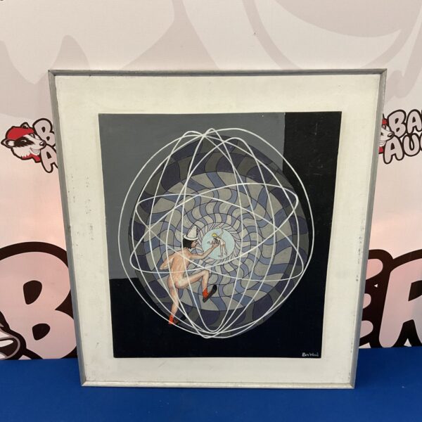 Ron Wood surrealist painting of a nude clown figure.