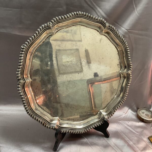 Vintage silver footed tray by Ellington & Co, full view.