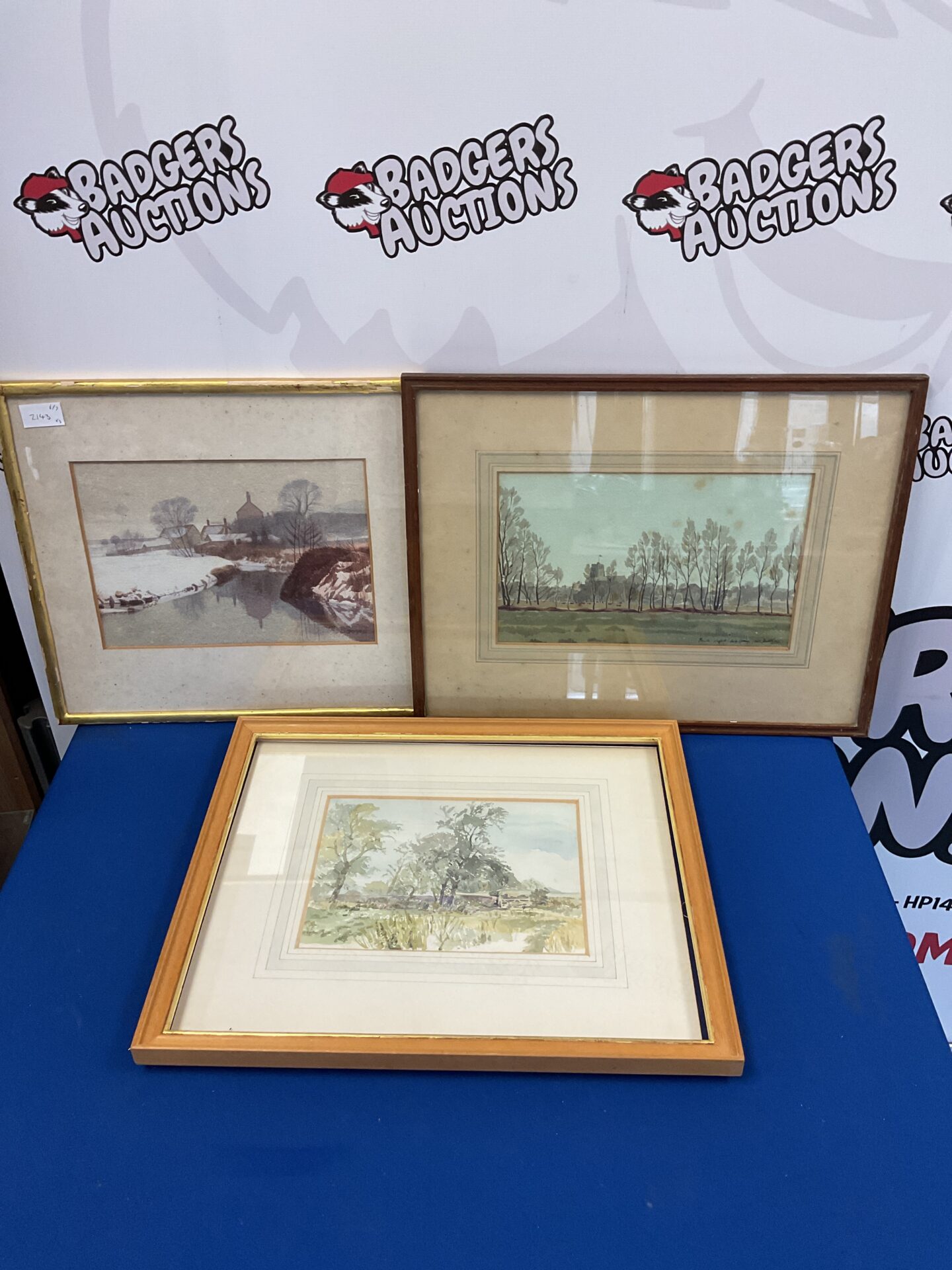 646 Three signec original framed watercolours including suffolk beeches
