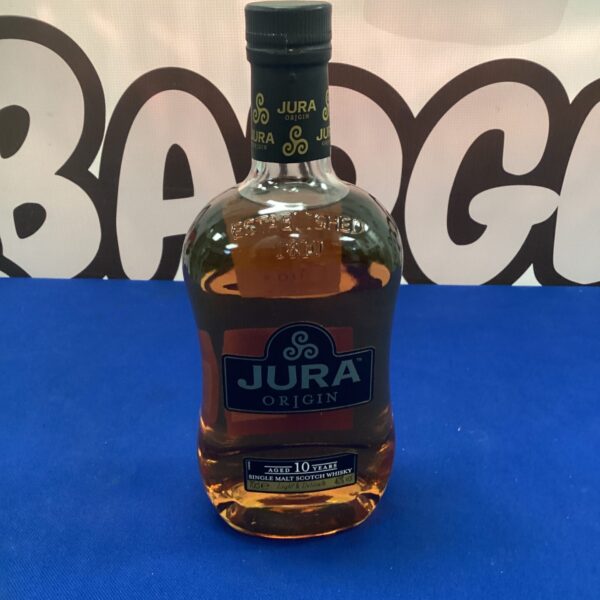 Bottle of Jura Origin single malt Scotch whiskey.