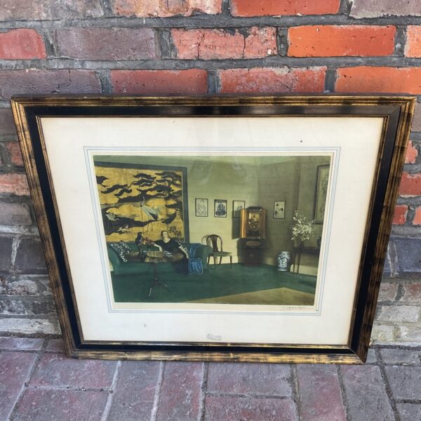 Vintage Leonard Campbell Taylor art deco print with green and gold tones.