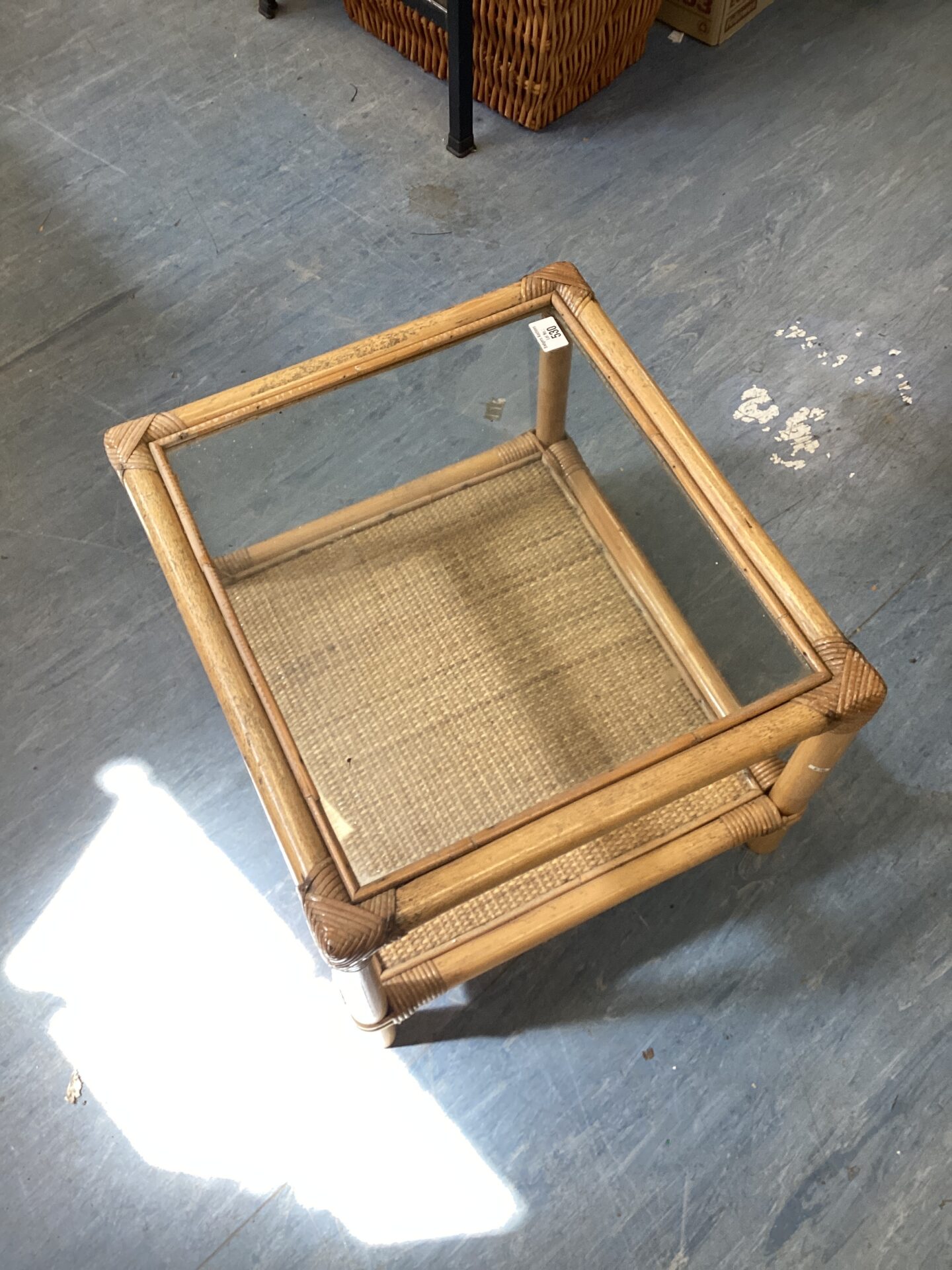 530 Glass topped bamboo coffee table