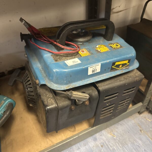 Untested petrol generator with pull cord and handle for portable power.