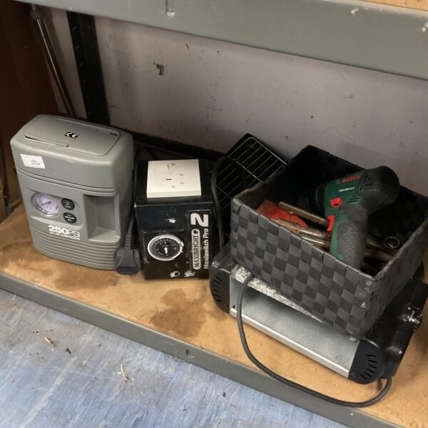 Maxibright Pro Switch 2 and Bosch screwdriver on a shelf.