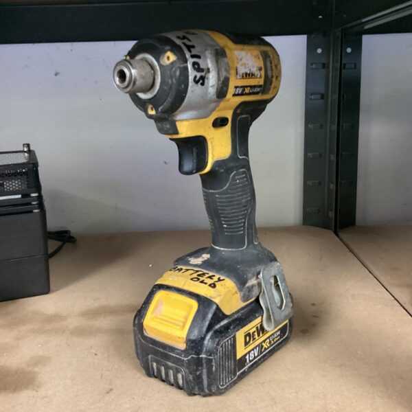 Front view of a Dewalt cordless drill, a powerful DIY tool.