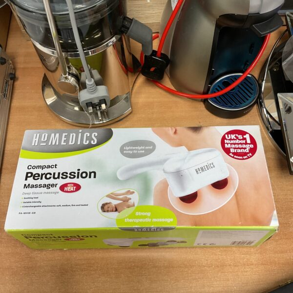 Homedics compact percussion massager handheld muscle relief device.