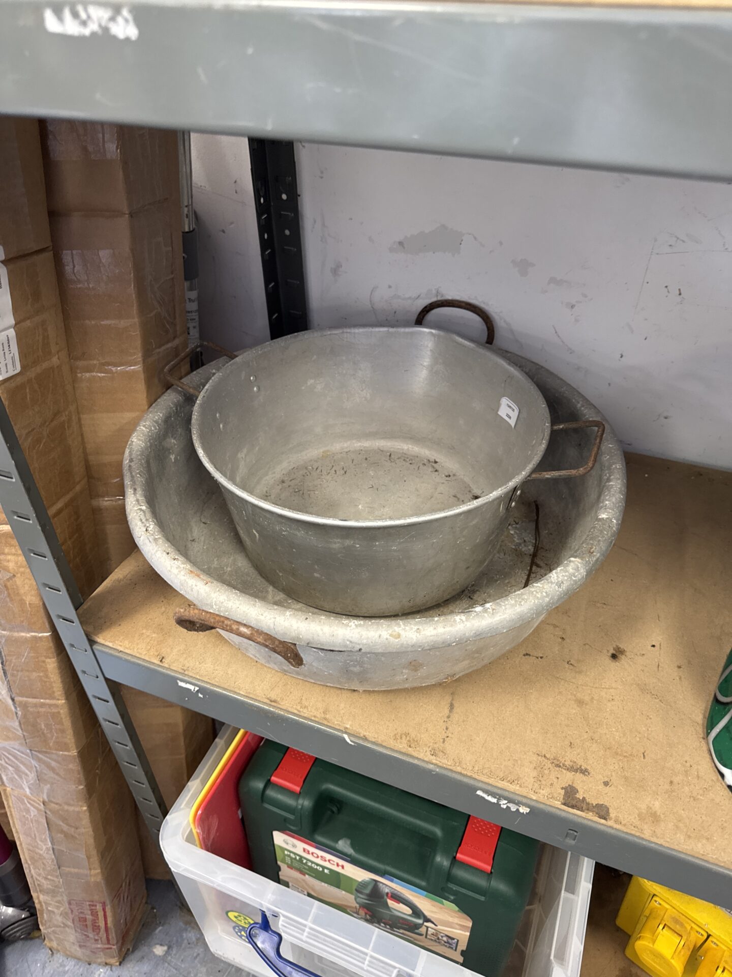 895 Two galvanised wash bowls