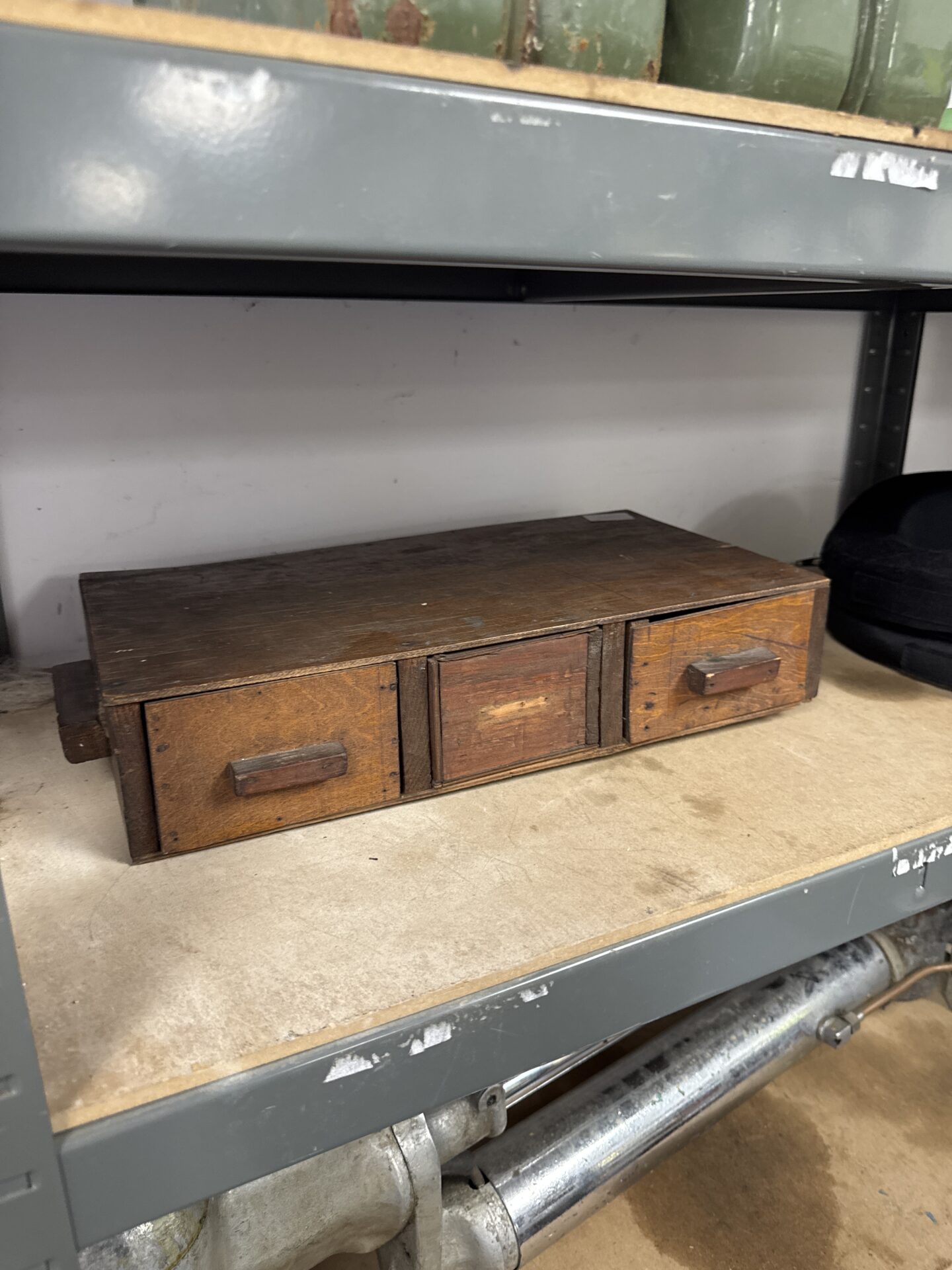 900 Antique three drawer engineers cabinet for restoration 16.75” length