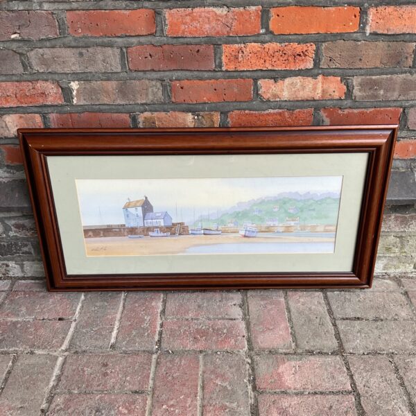 Michael Grant watercolour painting of Polperro harbour, Cornwall.