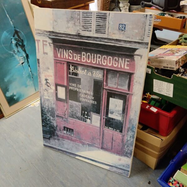 Vibrant French cafe print for vintage home decor.