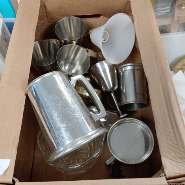 Vintage pewter tankards and cups in a mixed lot.