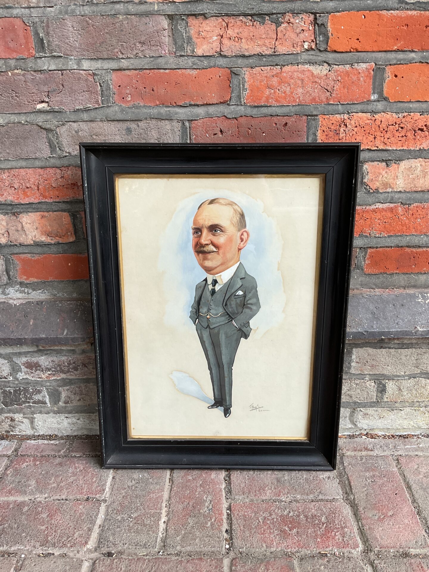 063 j higgs signed 1920 watercolour of a distinguished gentleman