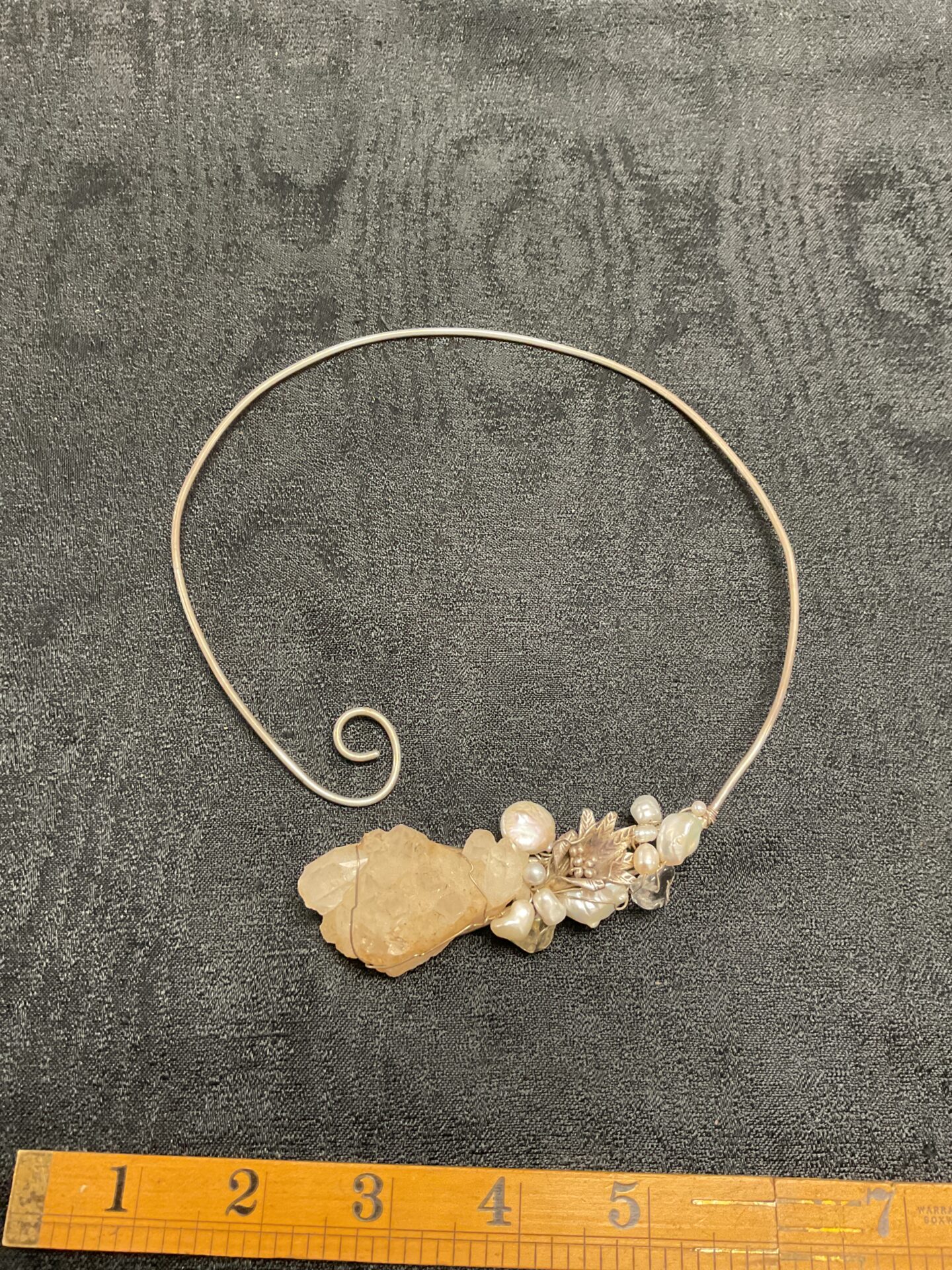 845 Vintage handmade silver and rock crystal necklace