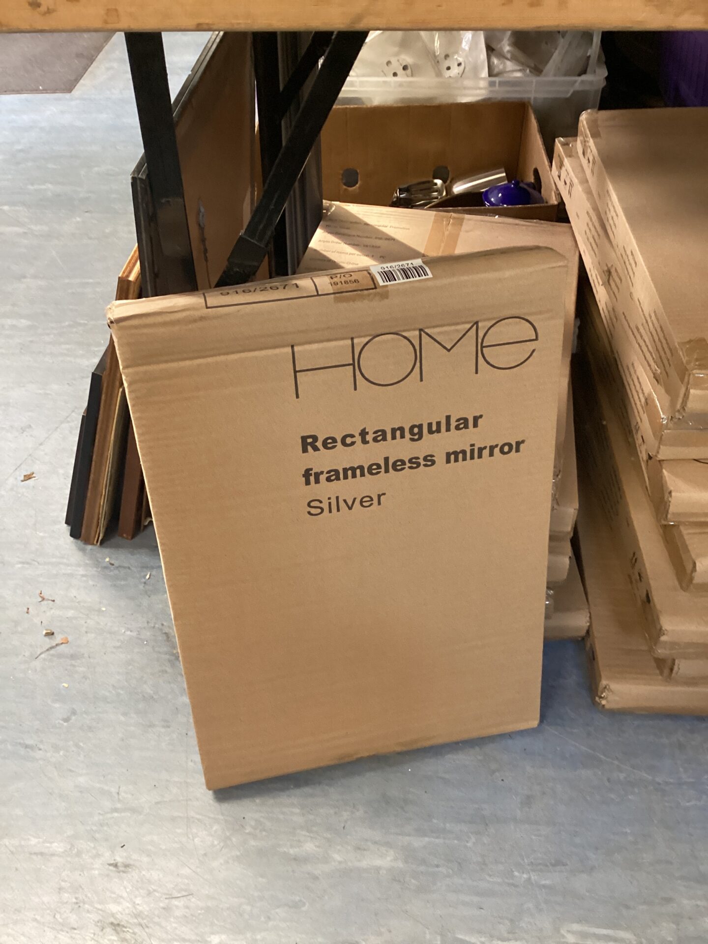 522 Six new in box home rectangular frameless mirrors in silver