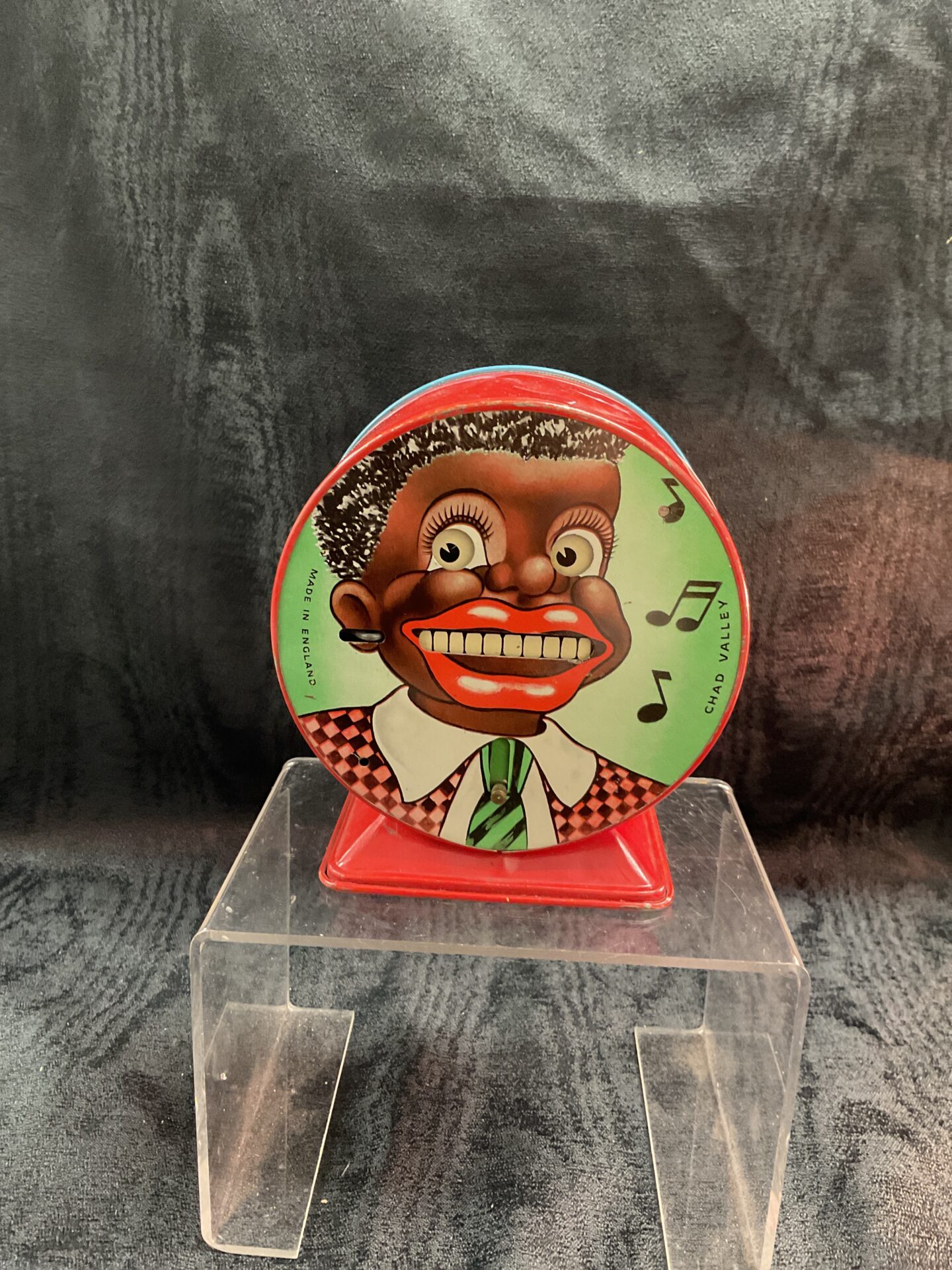 738 Vintage chad valley minstrel tin money box working