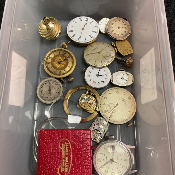 Vintage watch movement parts lot for repair and collecting.