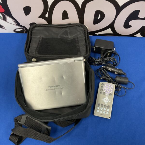 Vintage Fergusson personal DVD player with remote control.