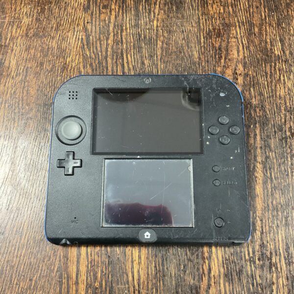 Front view of a used Nintendo 2DS handheld gaming console.