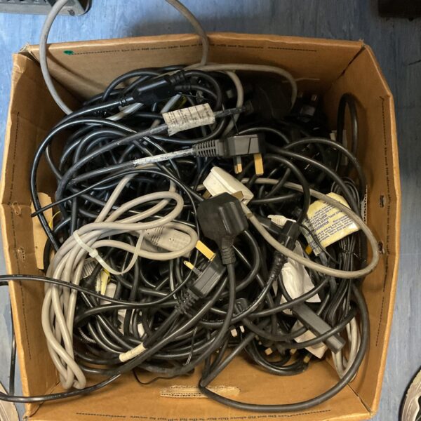 Mixed cable lot with various power and data cables.