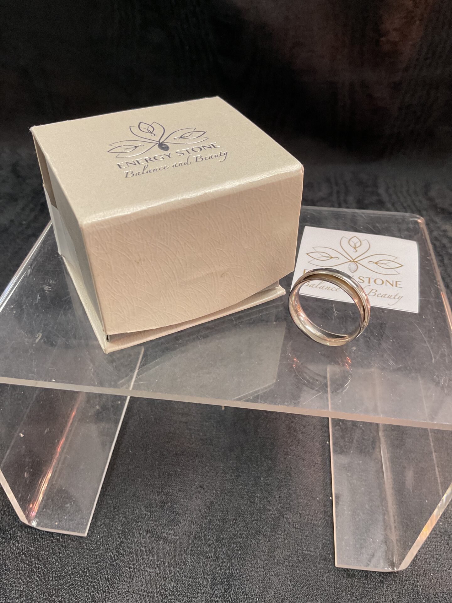 836 Energy Stone 925 Silver Balance and beauty Simple heart Ring With spinner Size S