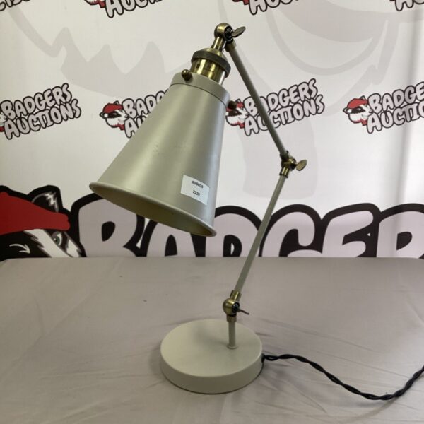Vintage grey table lamp with adjustable arm.