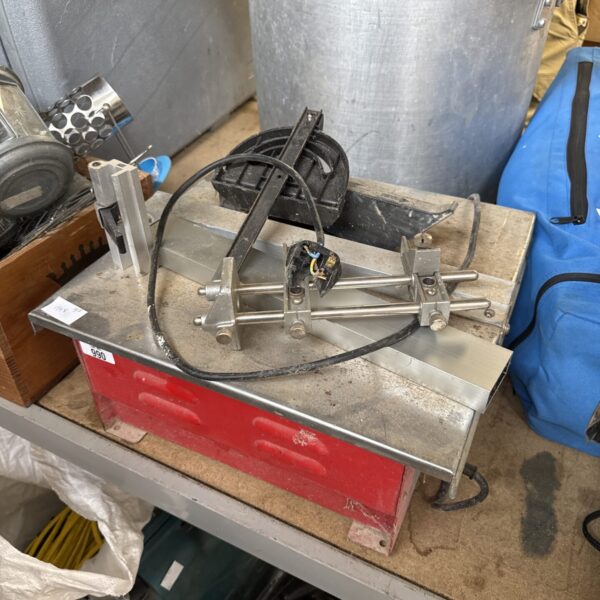 Vintage Northern Industrial electric tile cutter for workshop use.