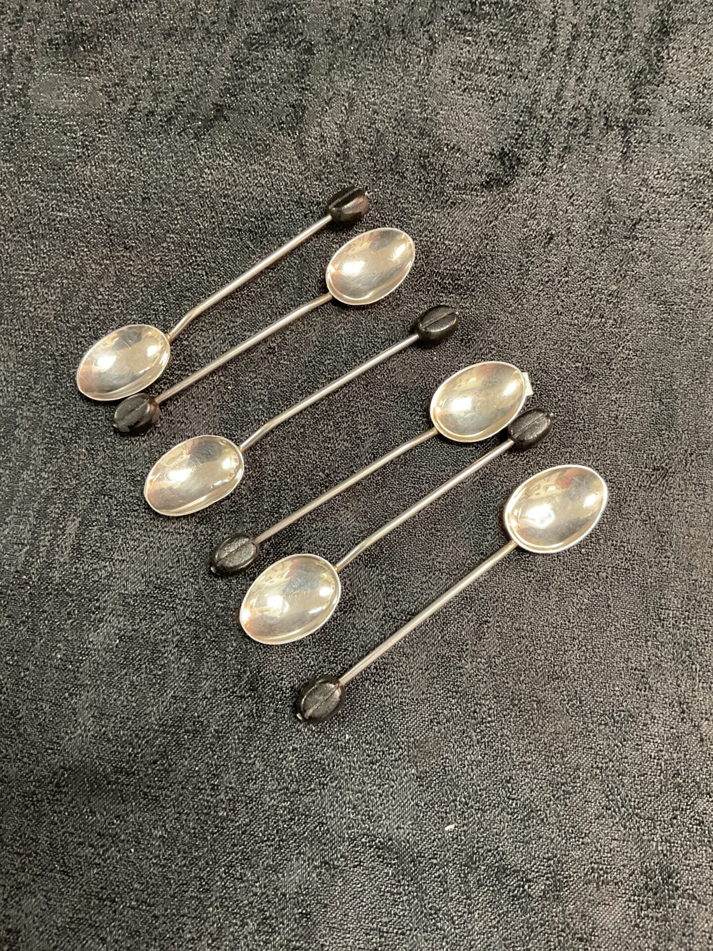 845 Set of six hallmarked bsilver coffee bean spoons