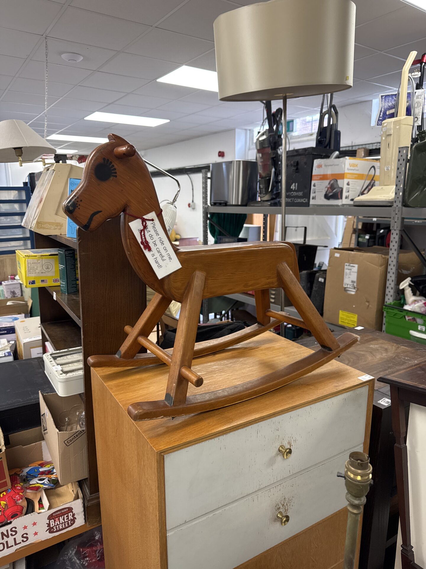 642 Vintage 1985 dated rocking horse from local museum believed to be made in local furniture factory possibly ercol