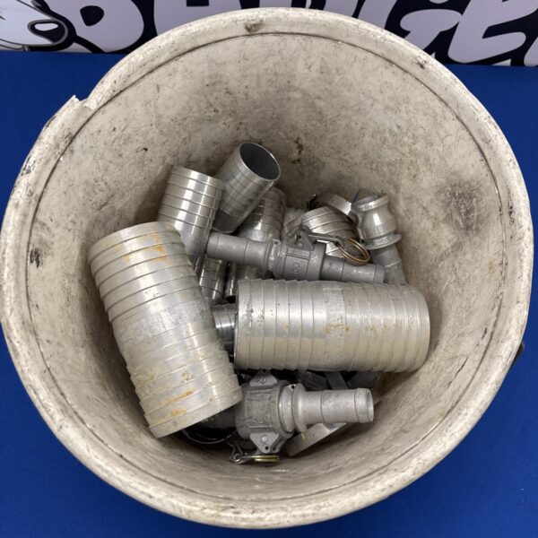 Lot of alloy pipe unions and hose connectors.