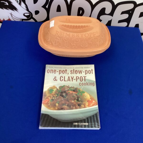 Traditional Romertopf clay pot for slow cooking and flavourful meals.