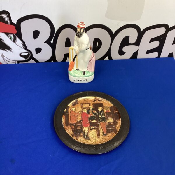 Vintage Bretby wall hanging plate featuring W.G. Grace, a cricket legend.