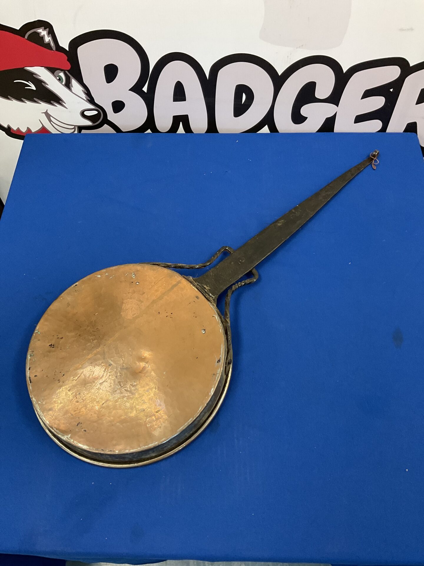 074 Antique copper & gorged iron Cooking pan