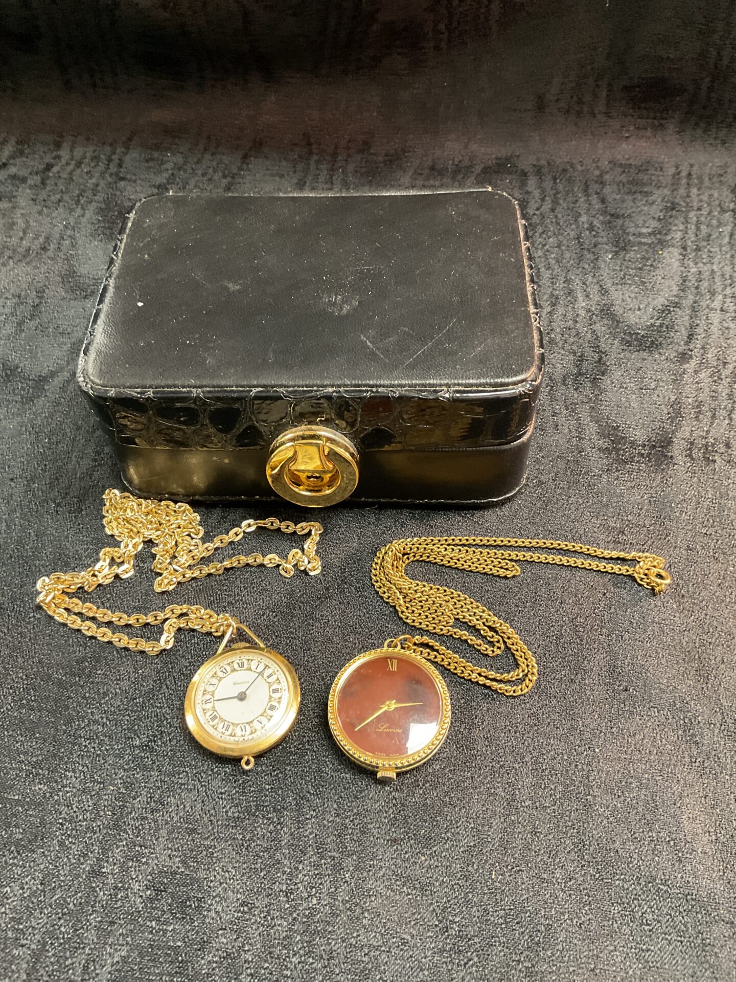 1036 Two ladies pendant watches Lucerne and westclox