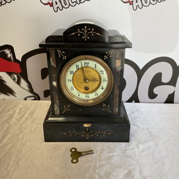 Antique Victorian slate mantle clock by H & W Bird Paris.