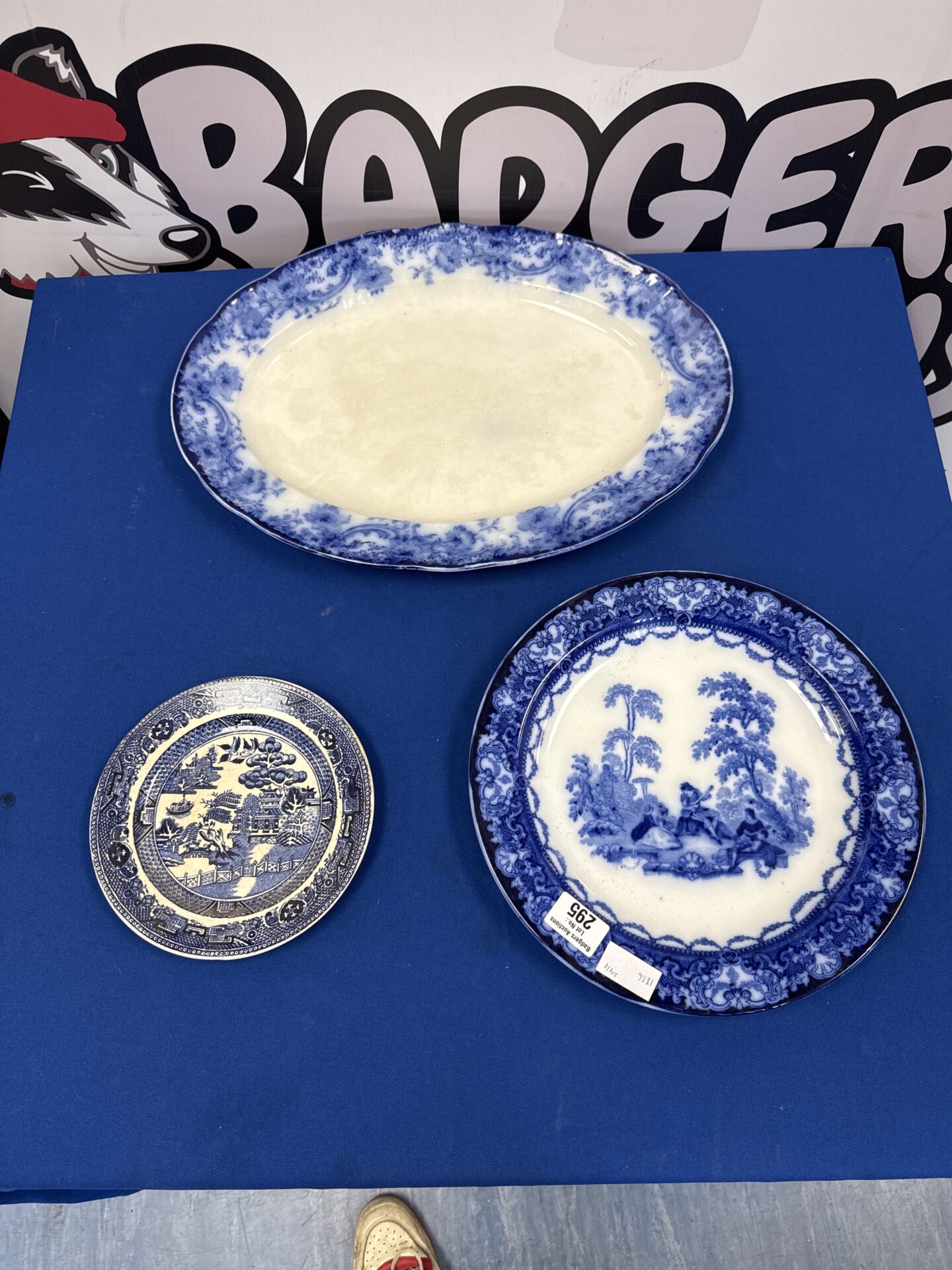 313 Three blue & white China plates inc doulton & Melrose